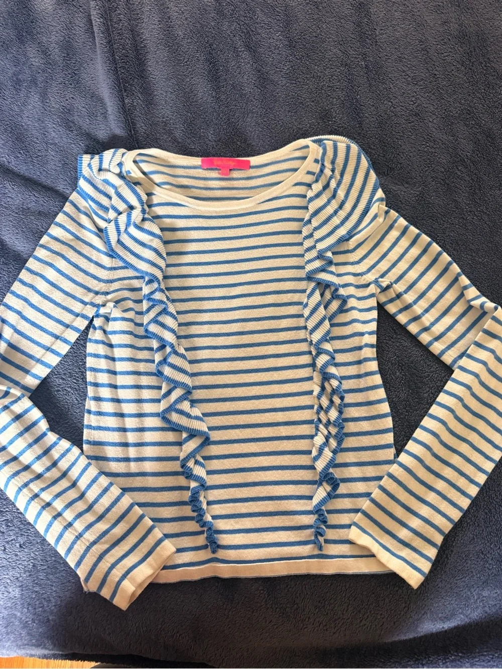 Lilly Pulitzer Ruth Ruffle Striped Sweater ๐๐ค๐๐ค - Picture 2 of 4